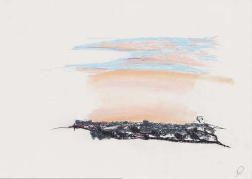 O.T. 2019, Aquarell, Kohle, Bleistift, 30 x 42 cm