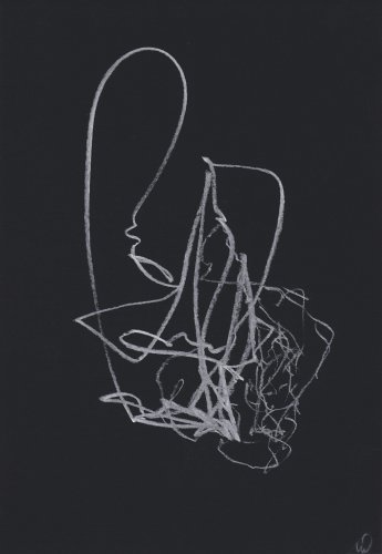O.T. 2024, Kreide / Scherenschnittpapier, 22 x 16 cm