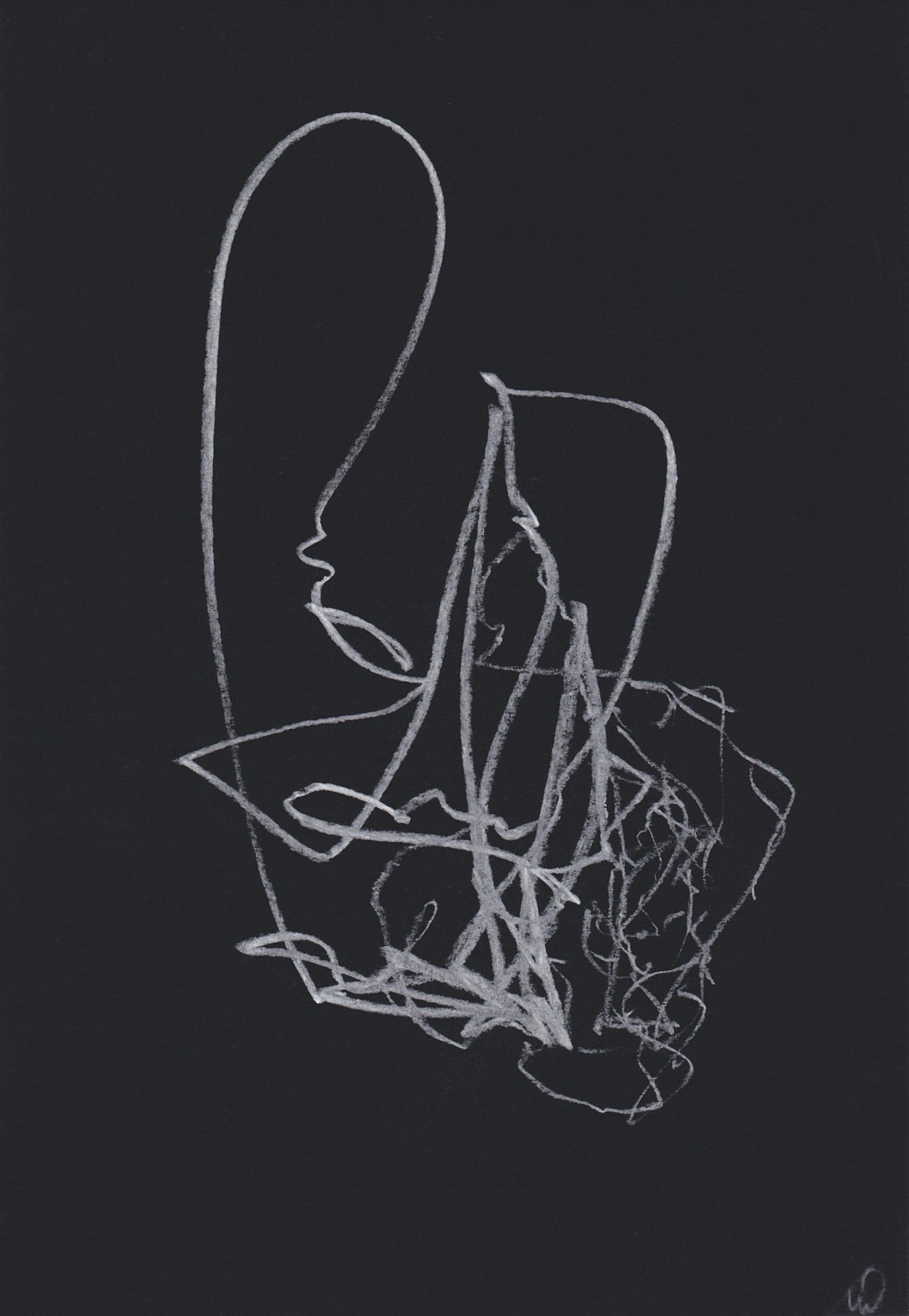 O.T. 2024, Kreide / Scherenschnittpapier, 22 x 16 cm