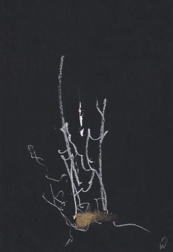 O.T. 2024, Kreide / Scherenschnittpapier, 22 x 16 cm