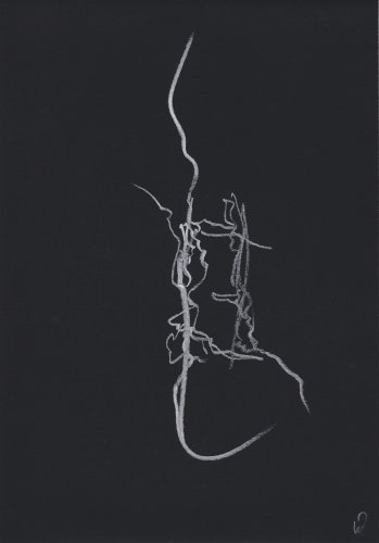 O.T. 2024, Kreide / Scherenschnittpapier, 22 x 16 cm
